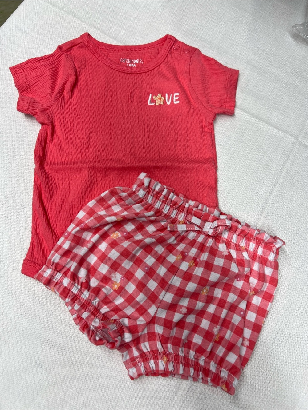 Garanimals Red Tee & Red Gingham Shorts Set